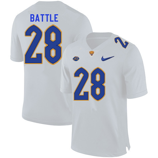 Men #28 Rashad Battle Pitt Panthers College Football Jerseys Sale-White